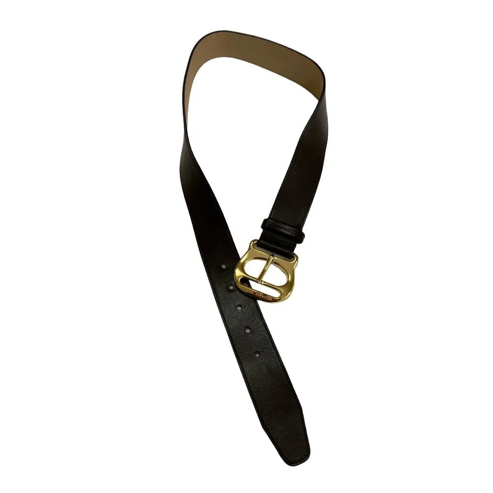 Michael Kors Genuine Leather Brown Belt Gold Logo Buckle Size S